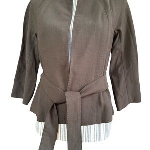 Talbots Wool/Viscose Brown Belted Blazer size 2P